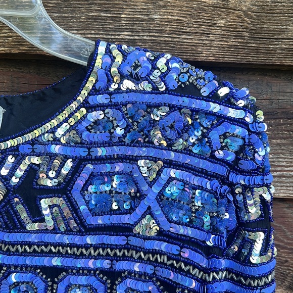 PAPÉLLE BOUTIQUE evening sequin silk vintage latch down jacket fully lined 80s - Picture 5 of 9